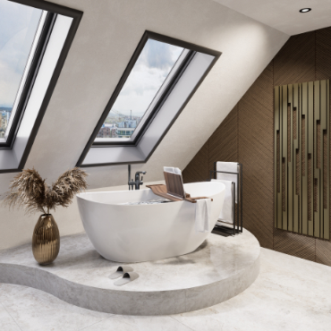 Просторна баня с поглед над града